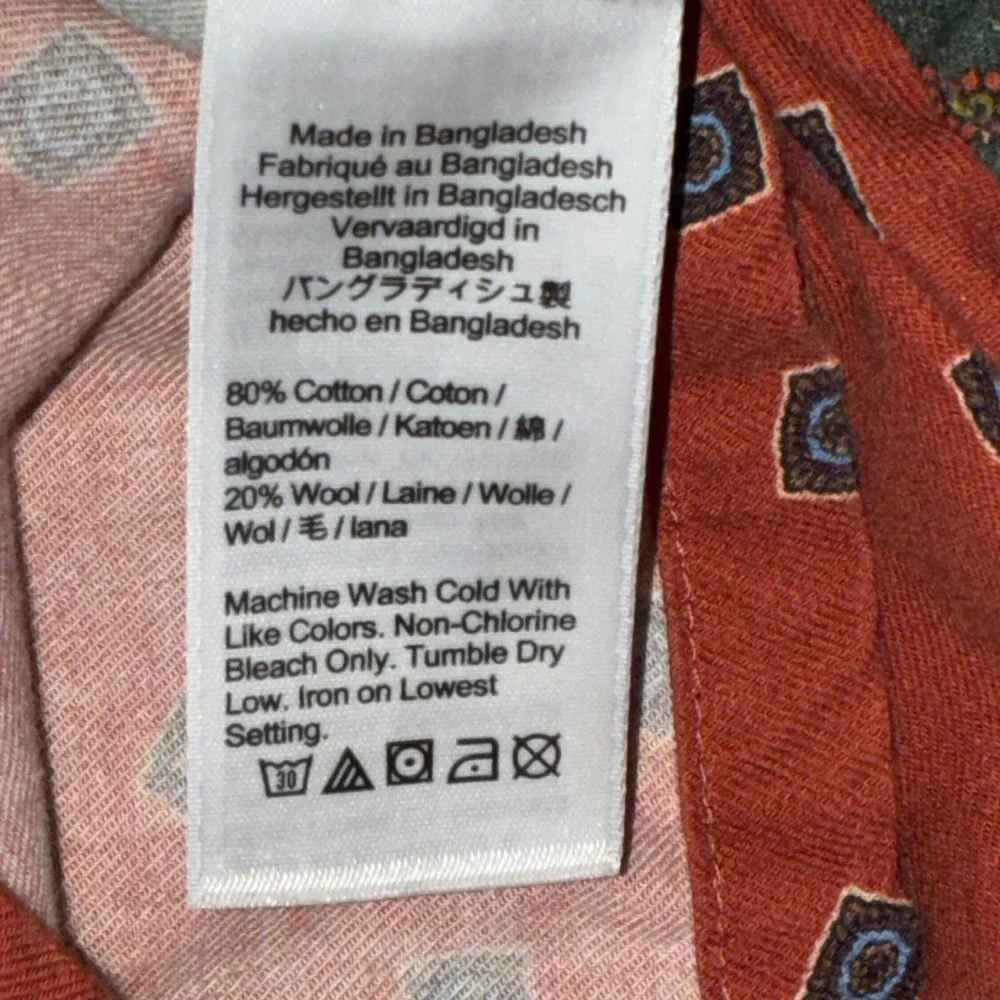 J.Crew Men's M Cotton Wool Challis Patchwork Camp Collar Shirt BK077
